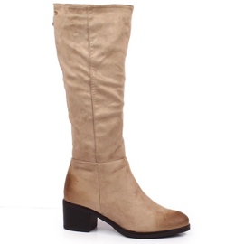 Stivali con tacco in caldo camoscio T.Sokolski W SCA179B beige