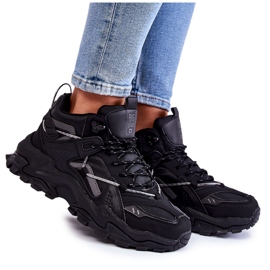 Scarpe sportive da donna su fondo massiccio Big Star KK274387 Nero