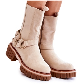 Stivali da lavoro in pelle scamosciata da donna beige Brinnon