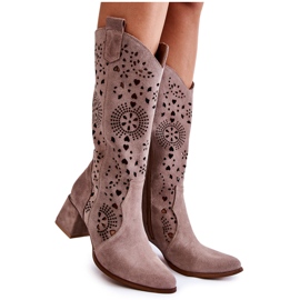 Lewski Shoes Stivali in pelle scamosciata traforati Scarpe Lewski 3171 Cappuccino marrone