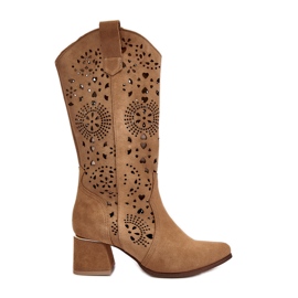 Lewski Shoes Stivali in pelle scamosciata traforati Scarpe Lewski 3171 Beige marrone