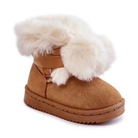 FR1 Stivali da neve caldi per bambini per bambini marrone-bianco Roofy bianca