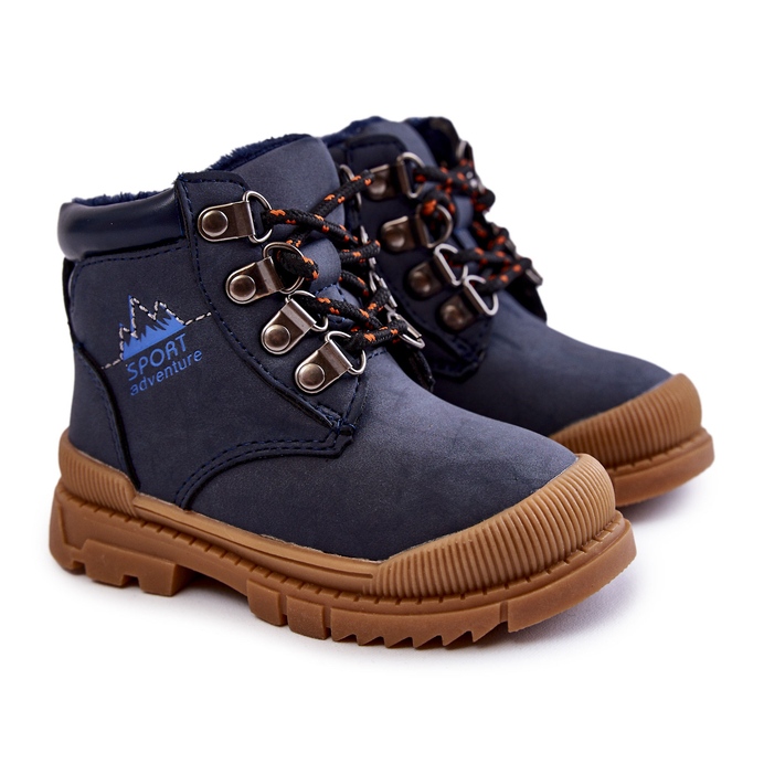 Stivali caldi per bambini Trappers Navy Blue Walter