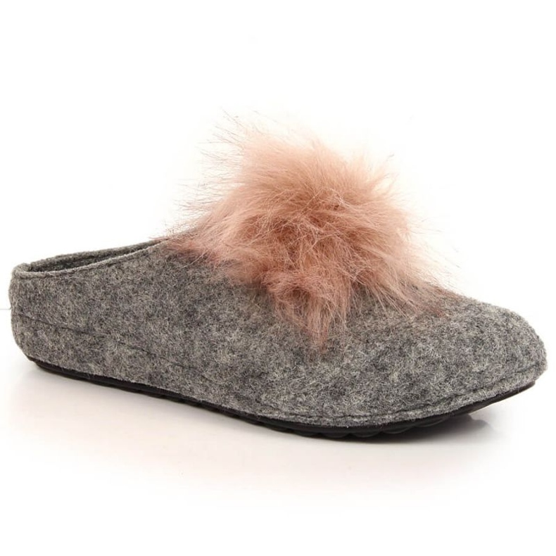 Comode pantofole in feltro con pompon Panto Fino INT1767B grigio