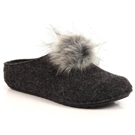 Comode pantofole grigie con pompon Panto Fino W INT1767A nero grigio