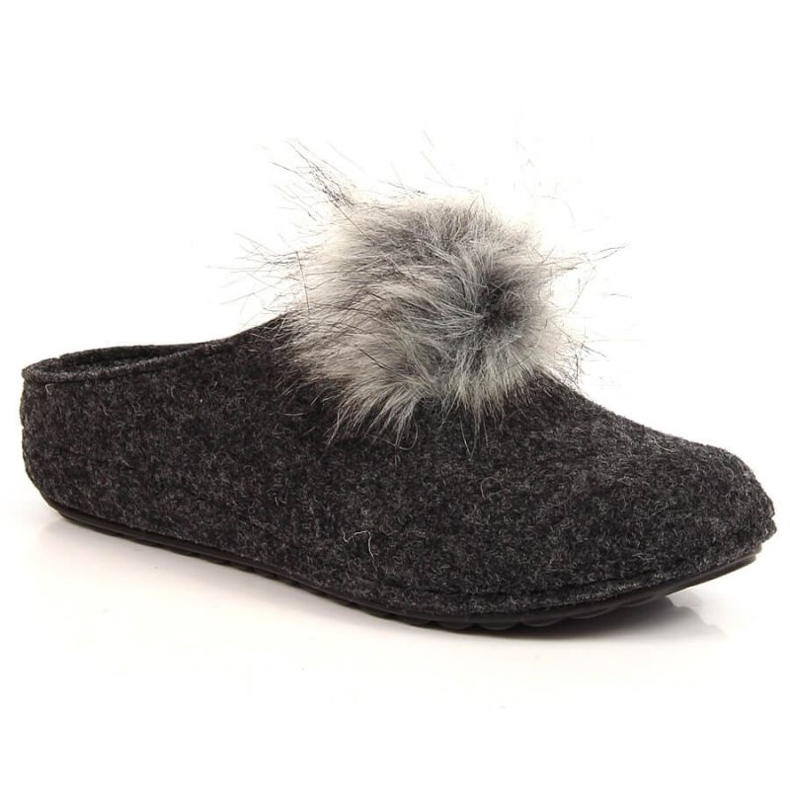 Comode pantofole grigie con pompon Panto Fino W INT1767A nero grigio