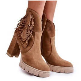 Lewski Shoes Stivali con plateau in pelle scamosciata Scarpe Lewski 3251 Beige marrone