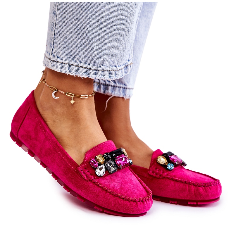 PS1 Mocassini da donna in suede con decori Janetta Fucsia rosa