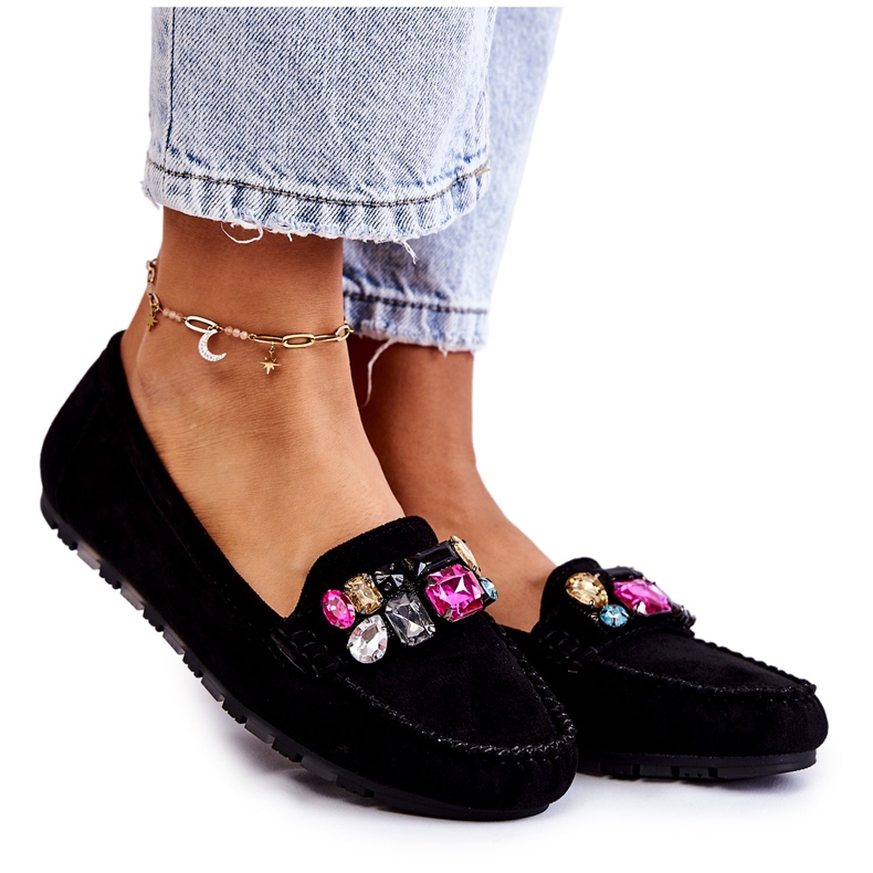 PS1 Mocassini da donna in pelle scamosciata con ornamenti Janetta neri nero