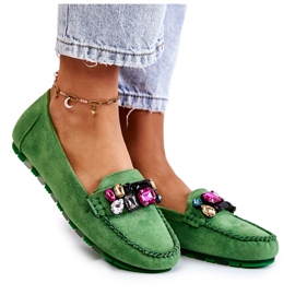PS1 Mocassini da donna in suede con decorazioni Janetta verdi verde