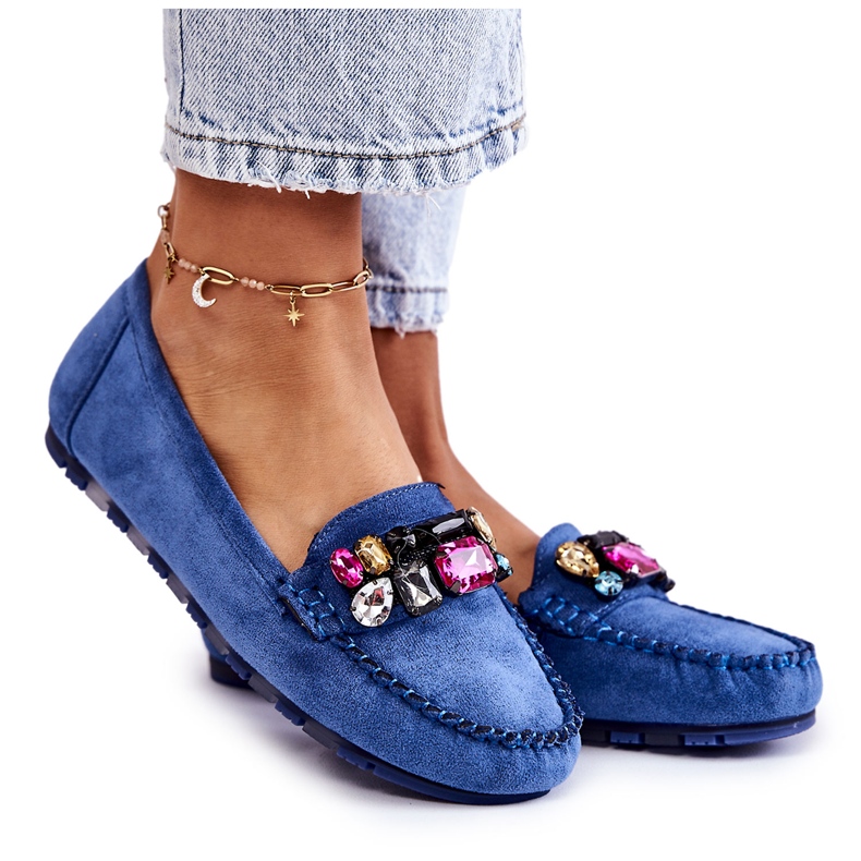 PS1 Mocassini da donna in pelle scamosciata con ornamenti Janetta blu