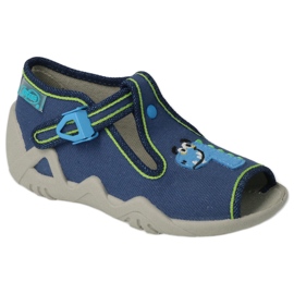 Slifori per bambini di Befado 217p116 blu navy con un drago