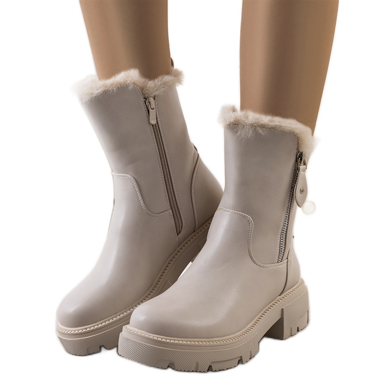 Doposci beige con pelliccia Degli