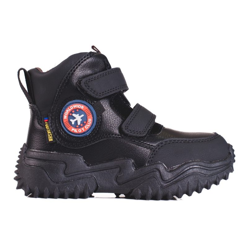 Stivali alti per ragazzi con velcro nero