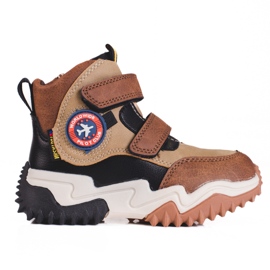 Stivali alti per ragazzi con velcro Shelovet marrone