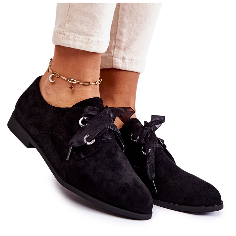 Scarpe da donna in pelle scamosciata legate La.Fi 210014B-SU nere nero