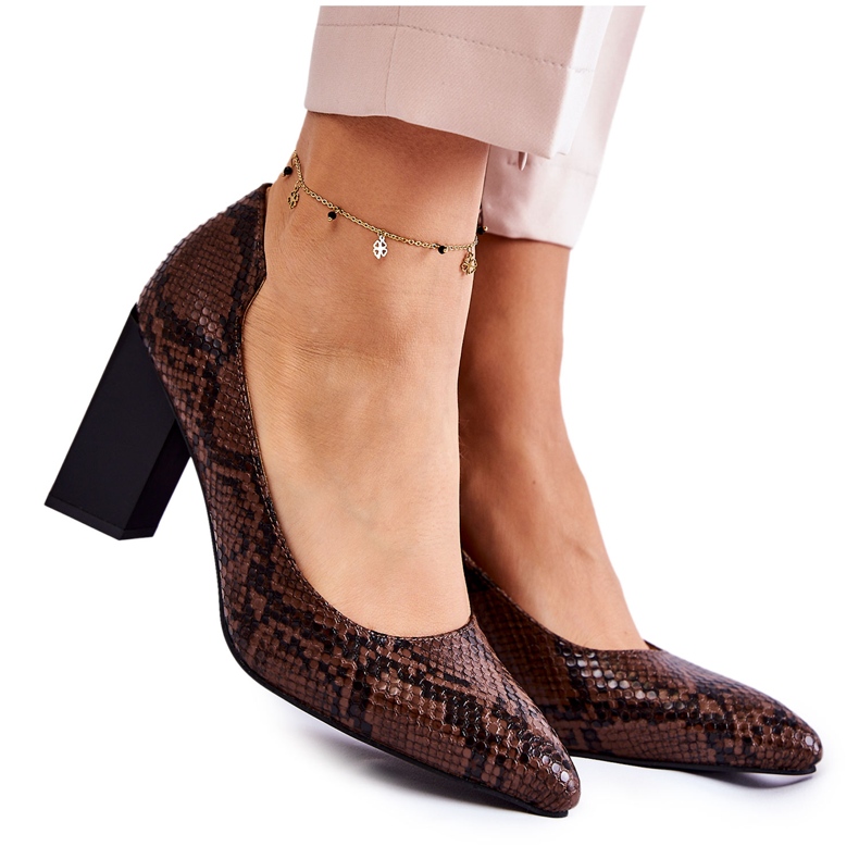 Décolleté in pelle di serpente La.Fi 230027BR-XS Marrone