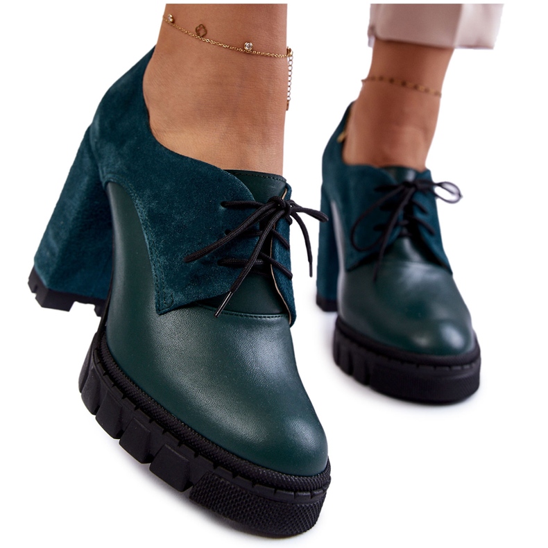 PA2 Stivali alla moda in camoscio e pelle sulla piattaforma Green Carisa verde