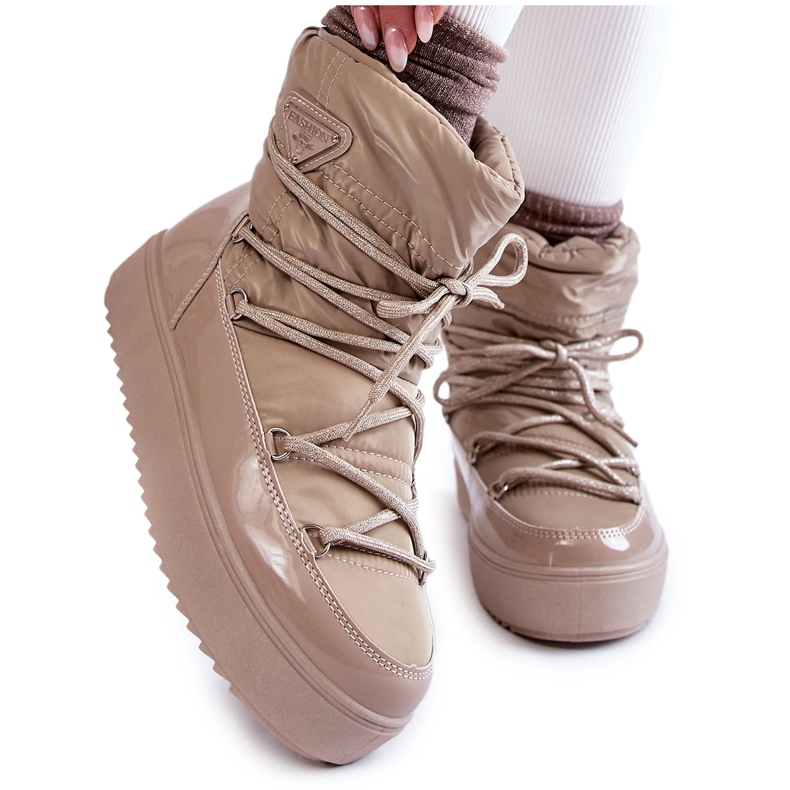 PM1 Stivali da neve stringati da donna alla moda beige Carrios