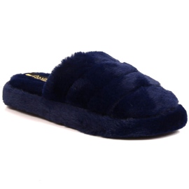 T.Sokolski Pantofole da casa in peluche blu navy da donna T. Sokolski