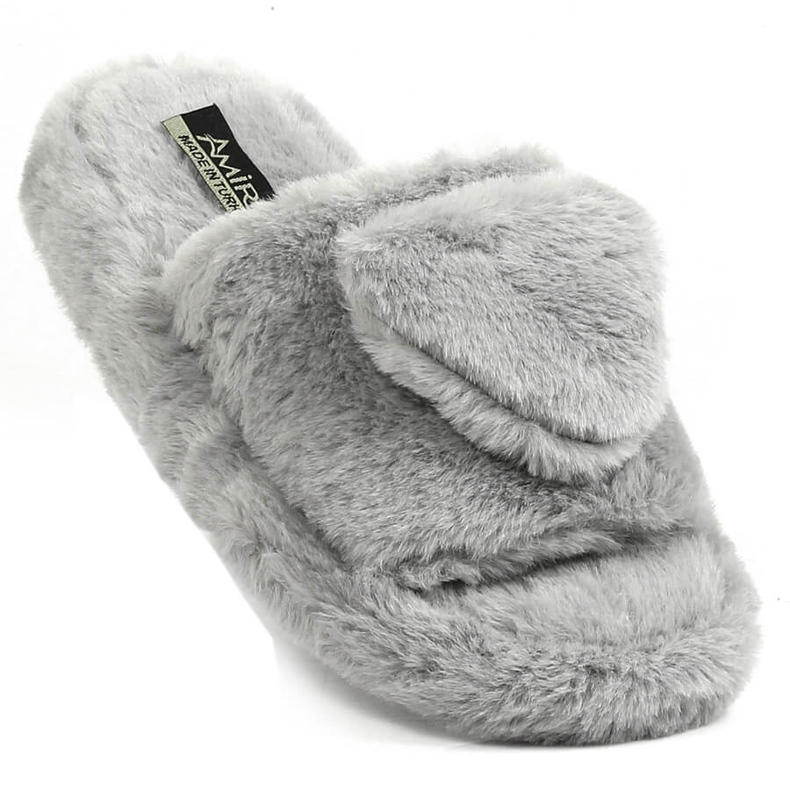 Ciabatte in peluche da donna con cuore, grigio T.Sokolski