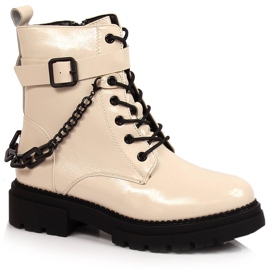 Laura La.Fi Stivali da donna in vernice con catena, isolanti, beige La.Fi