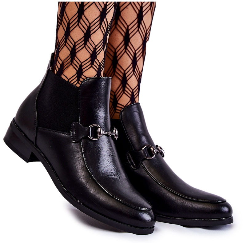 Vinceza Stivaletti Piatti Da Donna In Pelle, Nero