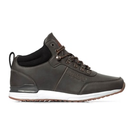 Scarpe da uomo in pelle grigia Jogger Bustagrip grigio