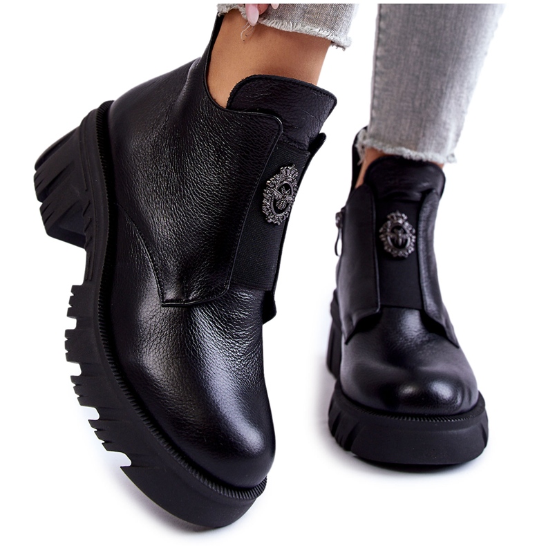 PL5 Stivali In Pelle Da Donna Con Decorazione Maley Nera nero