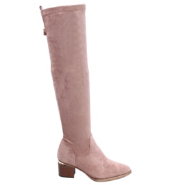 PA1 Stivali sopra il ginocchio con tacco basso Gwen beige