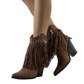 PA1 Stivali da cowboy marroni con frange Zanco marrone