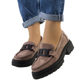 Scarpe in ecopelle scamosciata marrone beige