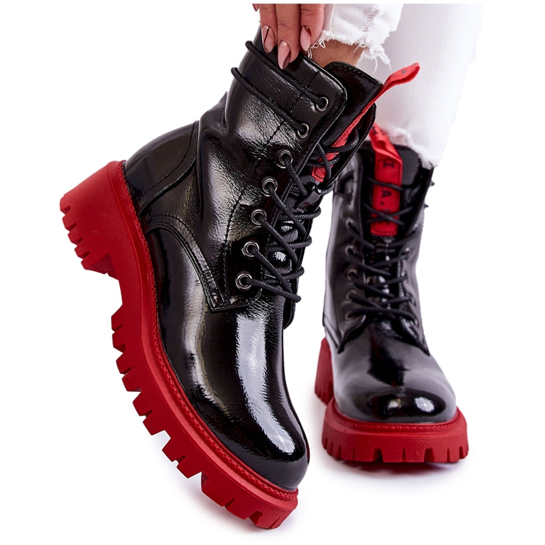 PL4 Stivaletto da donna in vernice La.Fi 250045R-LA Nero-Rosso