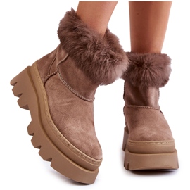 Stivali da neve in pelle scamosciata beige scuro da donna Ann