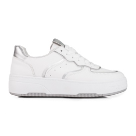 Sneakers bianche da donna Shelovet su suola spessa bianco argento