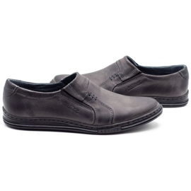 Polbut Comode scarpe da uomo in pelle 334, grigio