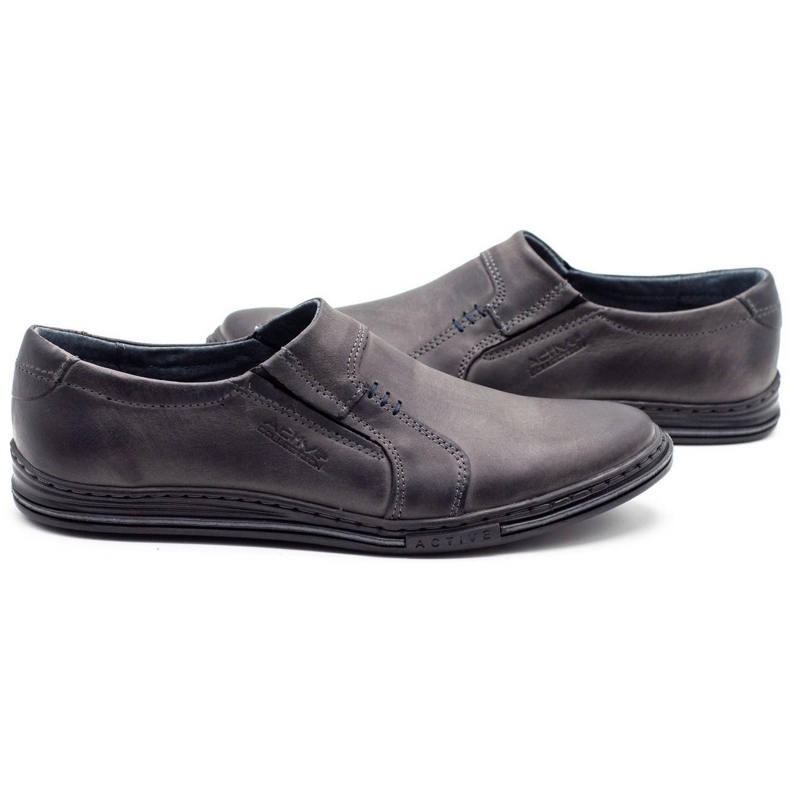 Polbut Comode scarpe da uomo in pelle 334, grigio