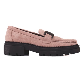 Mocassini da donna Shelovet beige su piattaforma nera