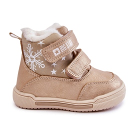 Stivali caldi per bambini con velcro Big Star KK374189 Beige-Oro marrone