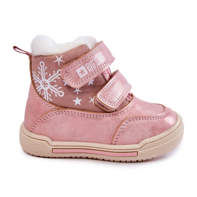 Stivali caldi per bambini con velcro Big Star KK374188 rosa
