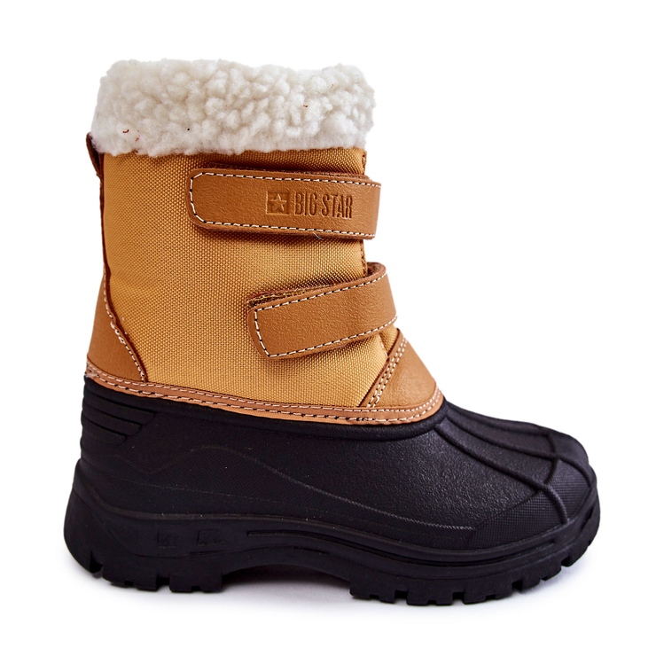 Stivali da neve per bambini su velcro Big Star KK374237 Camel arancia