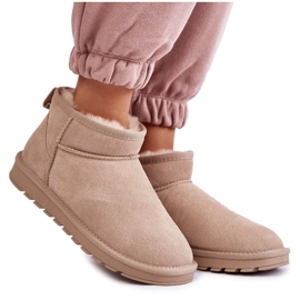 FS1 Stivali da neve bassi in pelle scamosciata da donna Shelie beige chiaro