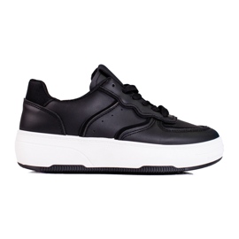 Sneakers Shelovet da donna nere su suola spessa nero