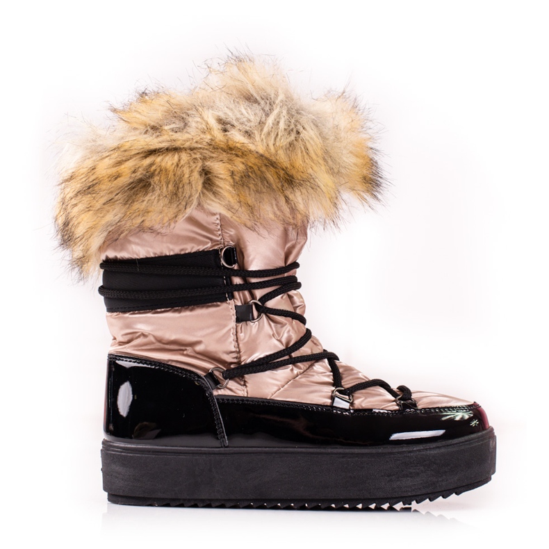 Doposci da donna platform con pelliccia Shelovet beige nero