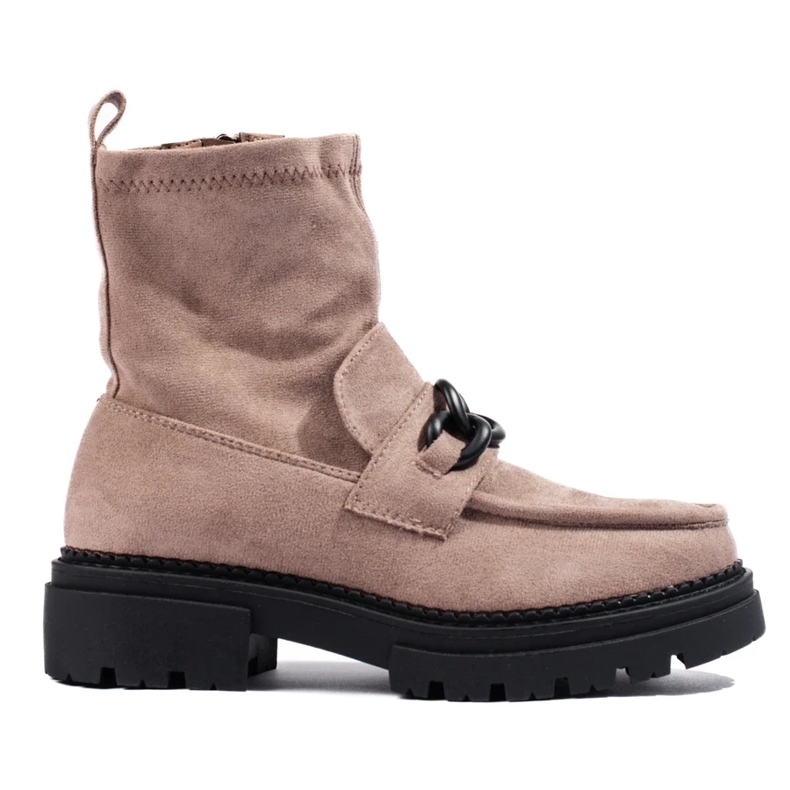 Stivali con plateau beige da donna marrone