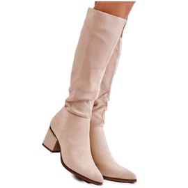 PS1 Stivali Classici In Pelle Scamosciata Con Cerniera Leyette Beige Chiaro
