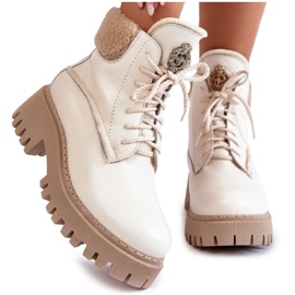 PL5 Stivali da donna in pelle Trappers Vergo beige chiaro