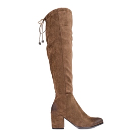 Eleganti stivali Shelovet da donna realizzati in suede ecologico marrone