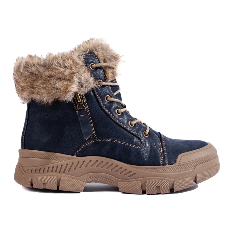 Scarponcini da trekking da donna blu con pelliccia