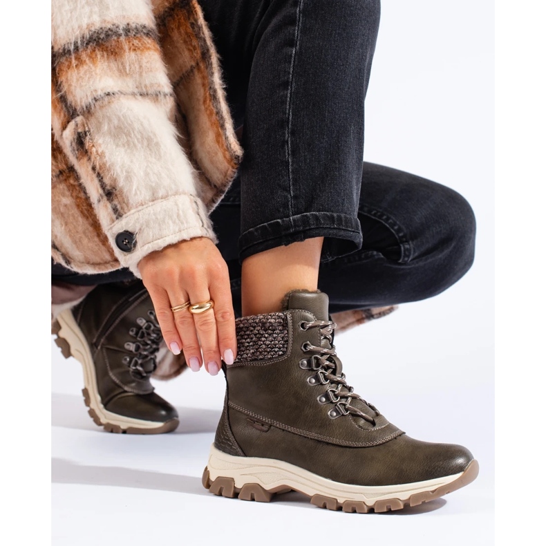 Stivali platform da donna marroni verde